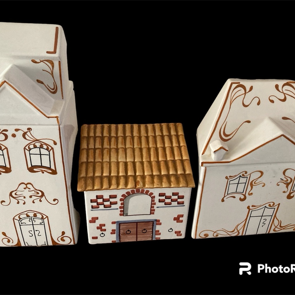 Set of three Mancer Pottery Canisters
